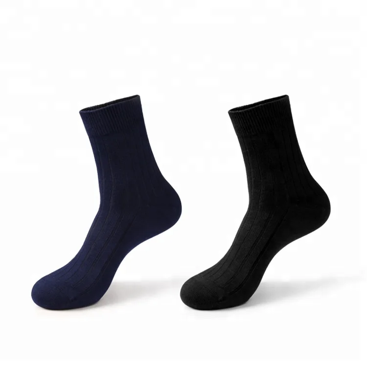 

All Cotton Luxury Pure Premium Men Wool Black Socks Crew Socks