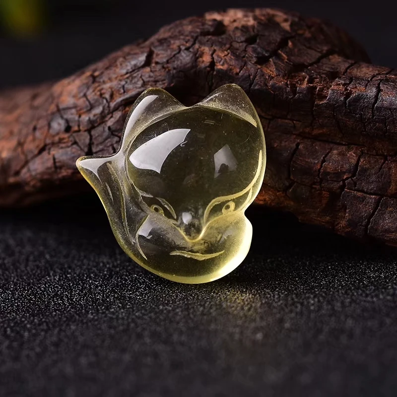 

Подвеска из натурального желтого цитрина, кварца, лиса, резные украшения для женщин, мужчин, подарок любви, кристалл 26x14x12 мм, бусины, драгоце...