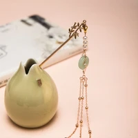 vintage chinese style hair stick metal for women tassel hairpin with stone retro hanfu jewelry