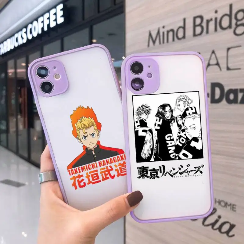 

Tokyo revengers Phone Case For iPhone 12 11 Mini Pro XR XS Max 7 8 Plus X Matte transparent Purple Back Cover