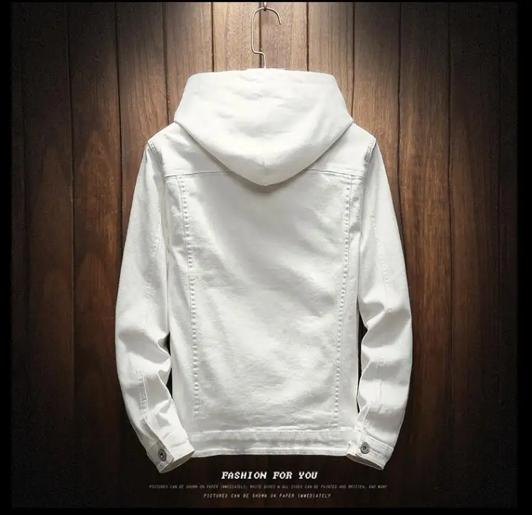 

New Spring Autumn White Denim Jacket Cotton students cowboy lovers jean coat Casual Jacket Men Fashion Streetwear solid wash