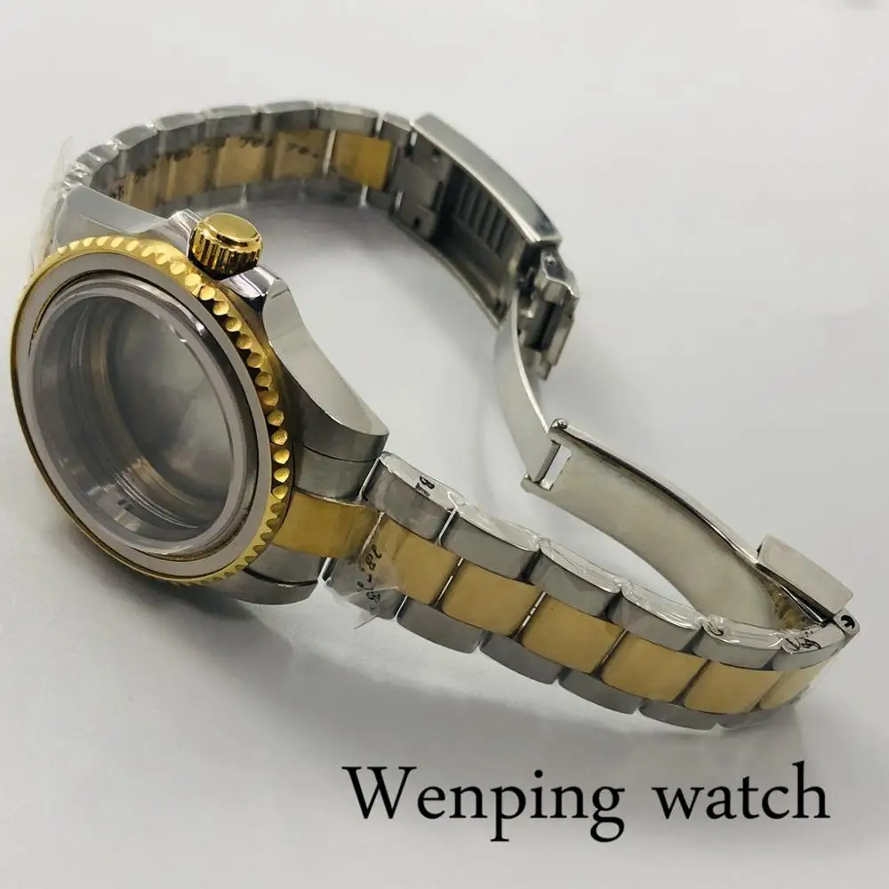 40 мм Золотой Мужской чехол сапфировое стекло корпус из нержавеющей стали 316L