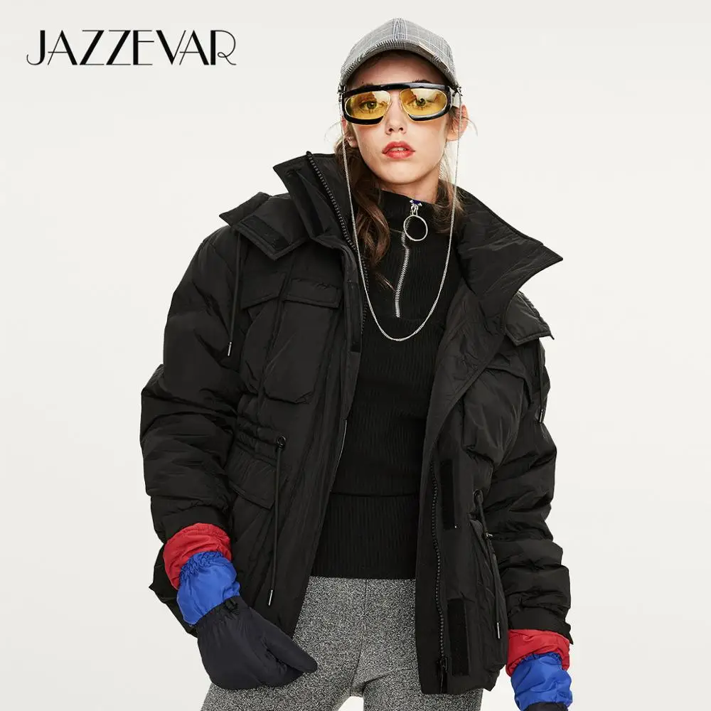 JAZZEVAR 2022 Winter New Arrival Women Down Jacket High Quality Green Color with A Hood Fashion Coat