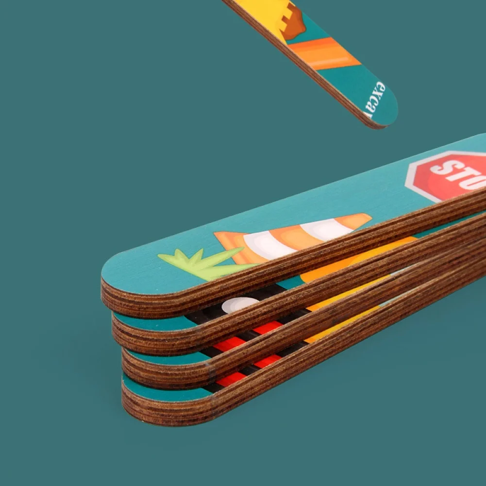 Детский деревянный мультяшный автомобиль двухсторонний пазл с животными