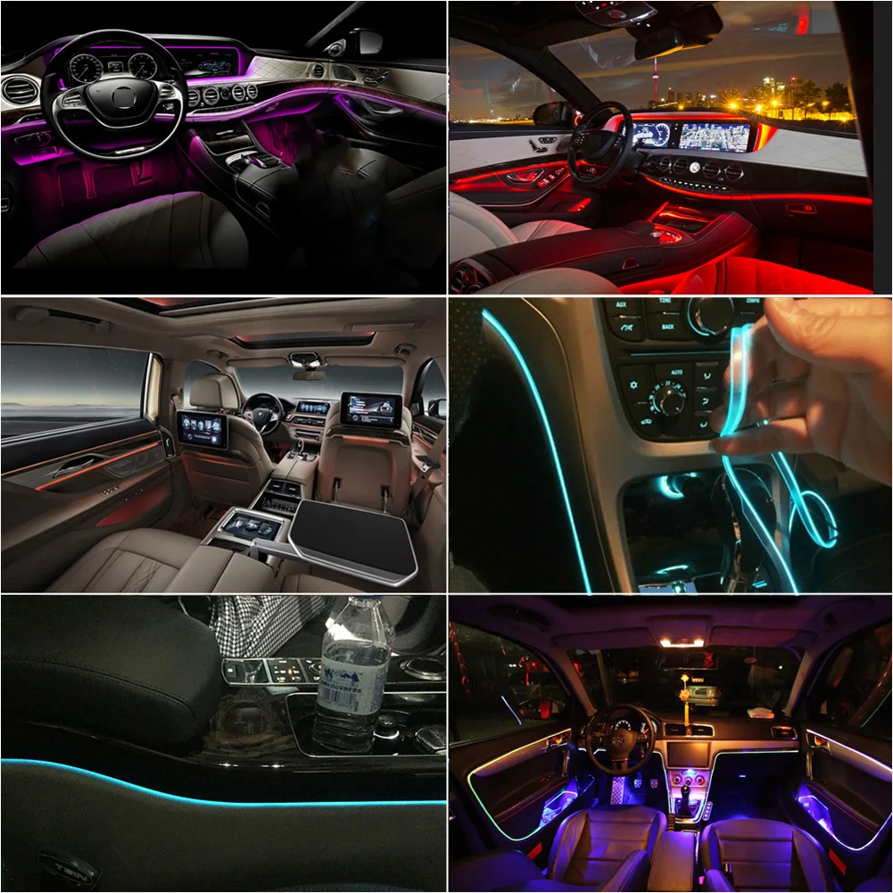 

12V 5LED 6M Car RGB Led Strip Light Car Styling Interior Atmosphere Decorative Lamps APP Cigarette Fiber Optic Neon Dropshipping