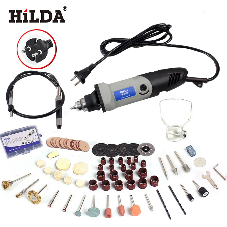 

Электрическая мини-дрель HILDA 400 Вт для вращающихся инструментов Dremel, шлифовальный станок с переменной скоростью, шлифовальный инструмент с ...