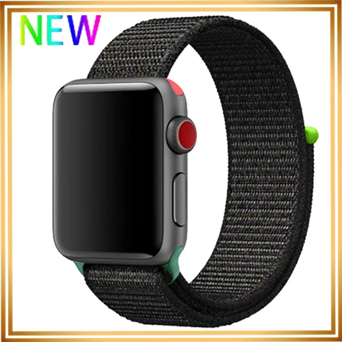 Нейлоновый ремешок для apple watch 5 4 полосным 44 мм/40 мм в едином положении во время занятий легкой атлетикой, apple watch 42mm 38 мм и нержавеющая сталь металлический корпус наручных часов iwatch серии 5/4/3/2 разноцветный коннектор ремешок для часов - Цвет ремешка: Black red 4 hit