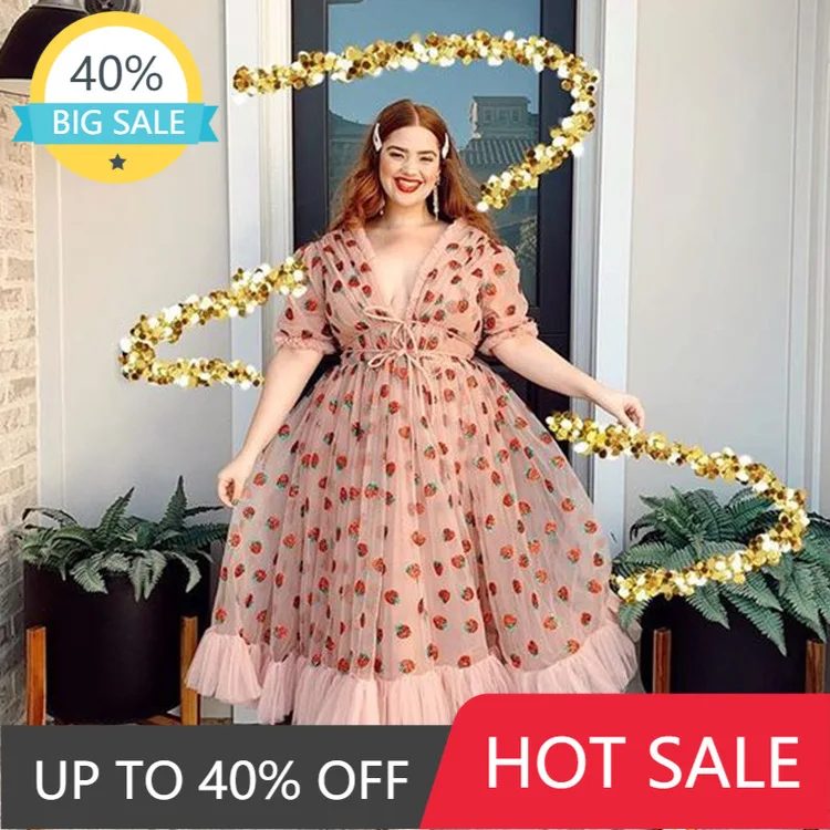 Весна 2021 S 5XL сексуальное платье с v образным воротом клубника розового цвета