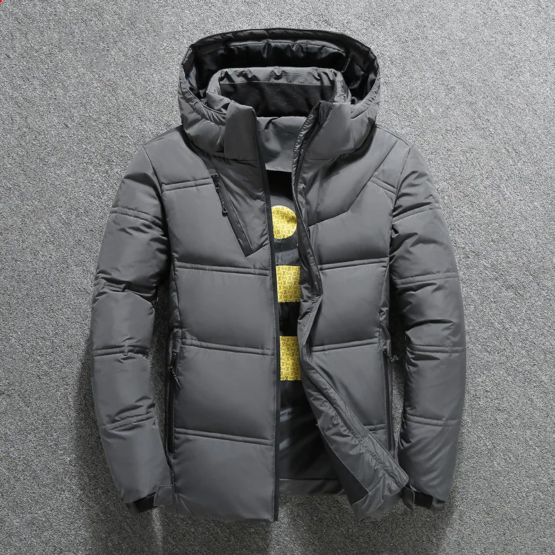 2019 Мужская русская Зимняя Толстая теплая ветрозащитная белая куртка пуховик на