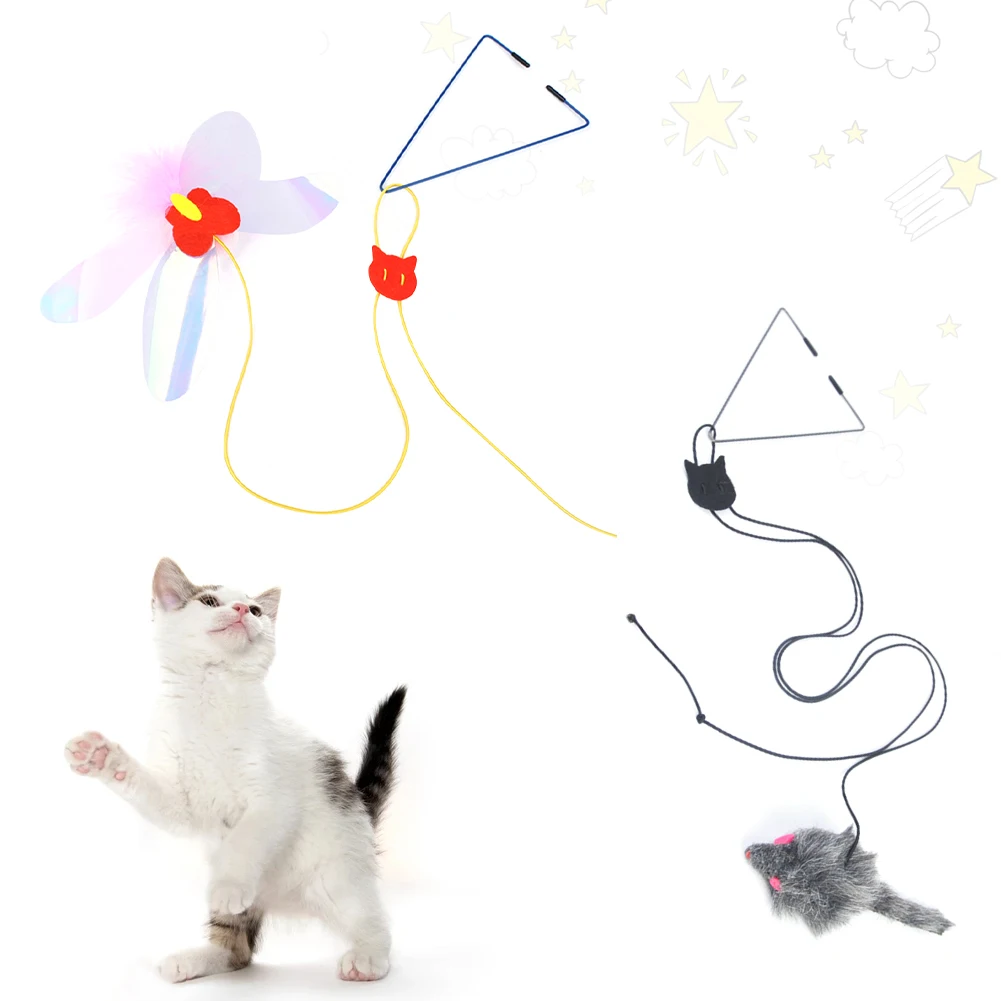 

1.8m Bouncing Plush Mouse Cat Interactive Toy Hanging Door Cat Scratch Rope Self-excited Retractable Cat Stick Pet Supplies Toys