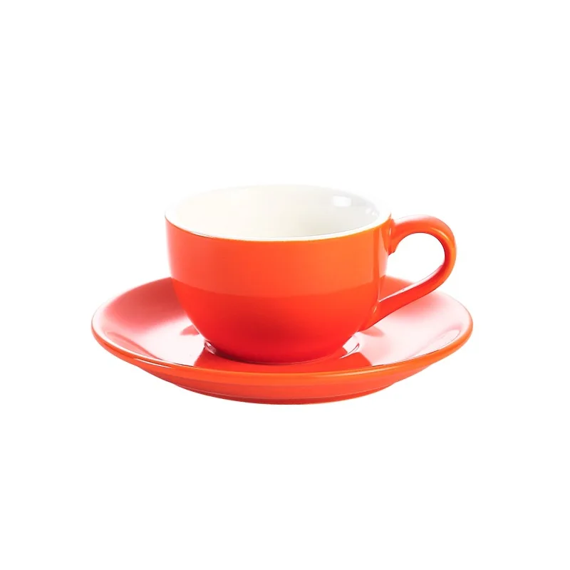 

150ml bright ceramic coffee cup with saucer custom logo coffee mug