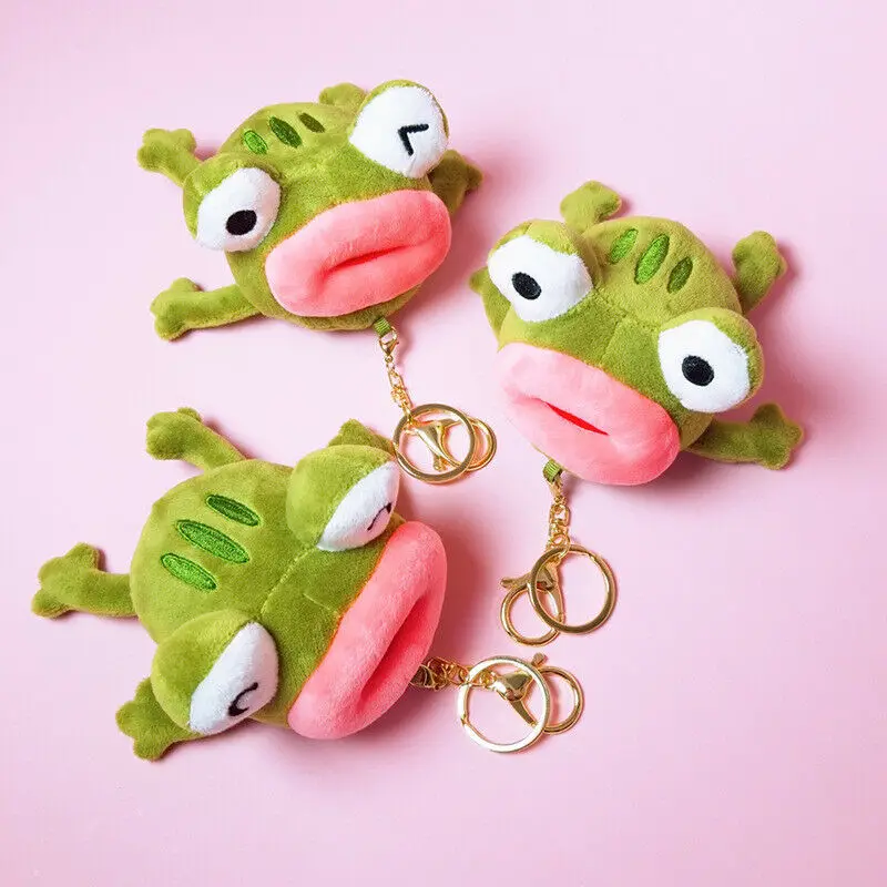 Новинка 2020 Милый мультяшный большой рот лягушка плюшевый брелок пушистые