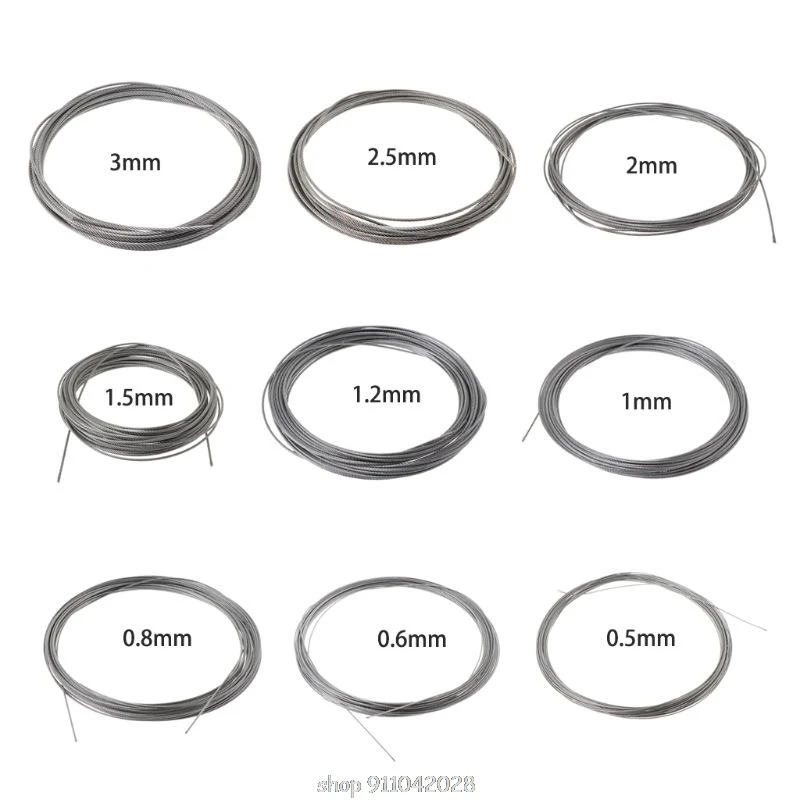 

New 10m 304 Stainless Steel Wire Rope Soft Fishing Lifting Cable 77 Clothesline N12 20 Dropship