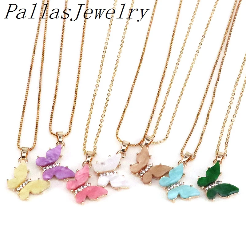 

10Pcs Blue, Pink, Yellow, Acrylic Butterfly Charm Pendant, Resin Animal Butterfly Charms Necklace Jewelry