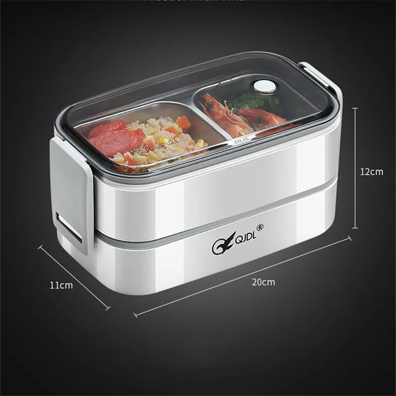 Fiambrera de acero inoxidable 304 de alta calidad para ni&ntilde;os, lonchera de una capa o doble, caja de comida para estudiantes, oficina, nuevo-3
