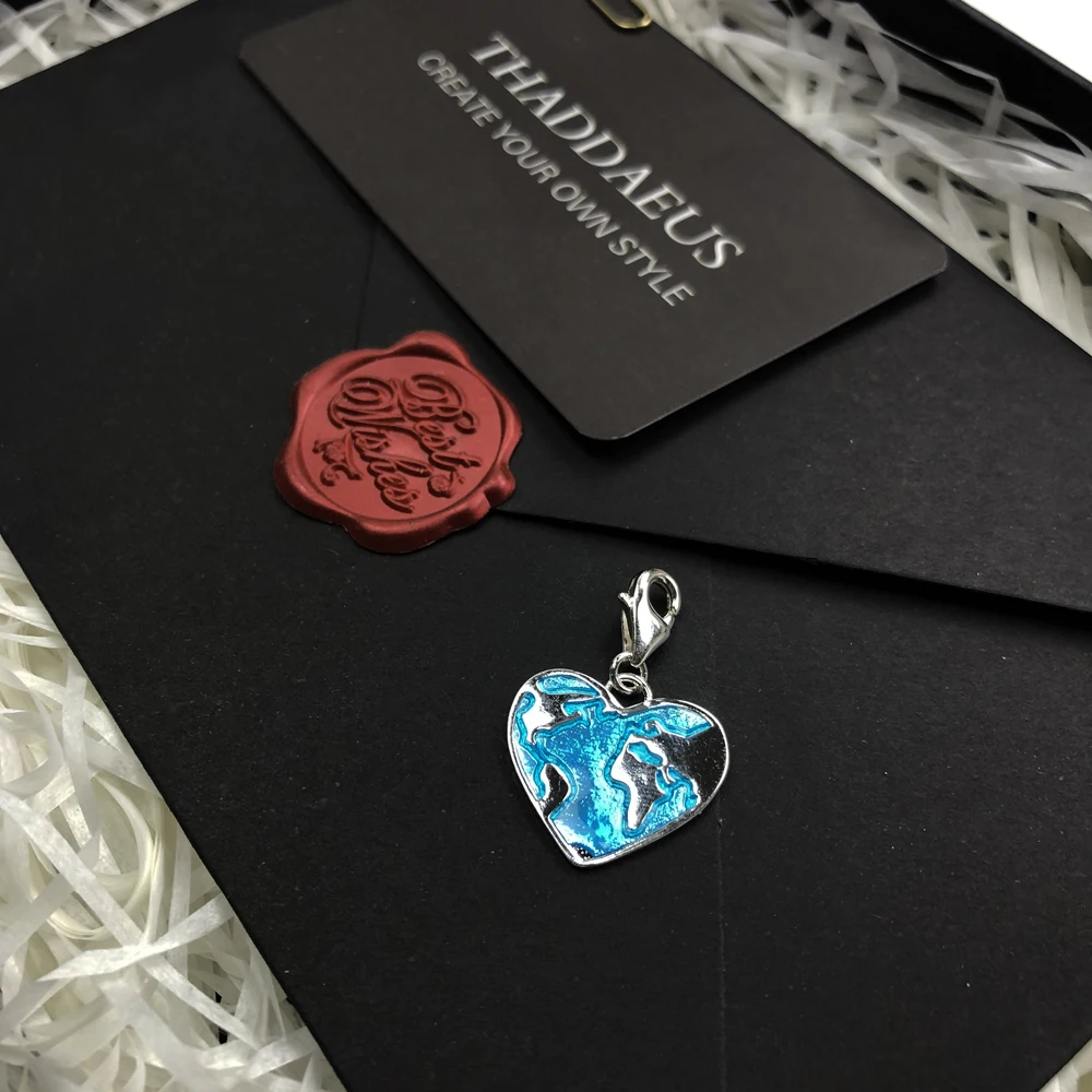 Подвеска в виде сердца из серебра 925 пробы с синей эмалью|Ювелирные шармы| |