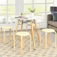 4 bentwood round stool stackable dining chair with padded seat durable birch wood comfortable upholstered dining chairs set
