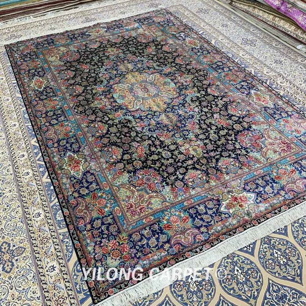 Yilong 6 'x 9' ручной вязки персидский коврик Синий Шелковый работы (ZSH005A) | Дом и