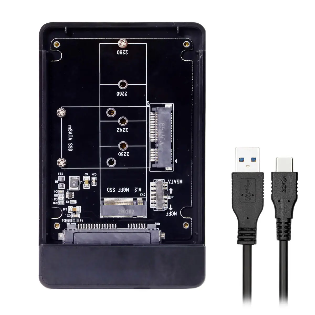 

mSATA SSD & Combo M.2 NGFF B-key to USB Type-C Converter Case Enclosure Adapter with Switch
