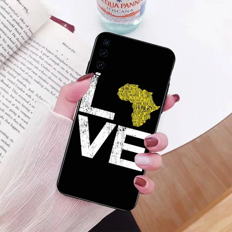 HPCHCJHM Africa Map Geography Painted Soft Silicone Black Phone Case for Huawei P30 P20 lite Mate 20 Pro P Smart 2019 prime | Мобильные