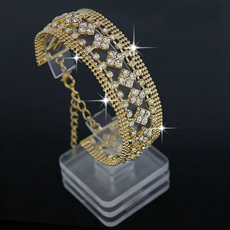 Модный металлический браслет с кристаллами для женщин ювелирные изделия полый