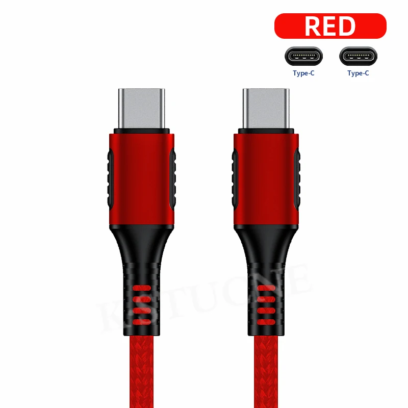 Кабель usb type-C-usb type-C для samsung S10 S9 Note 9 PD QC 3,1 кабель для быстрой зарядки и передачи данных для Xiaomi Redmi Note 8 7 кабель USB C - Цвет: Красный