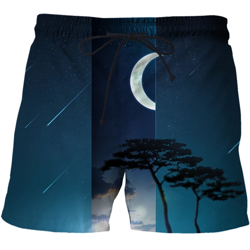 Mens Night view Swimming shorts Swimwear Shorts Trunks Beach Board Swimsuits Mens Running Sports Surffing Shorts Swimming Pants