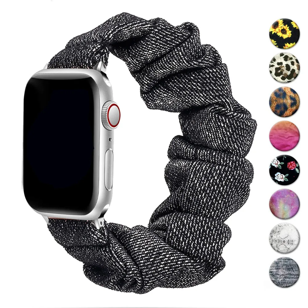 

Scrunchie Strap for Apple watch band 40mm 44mm 42mm 38mm 42 mm Elastic Nylon Solo Loop bracelet iWatch series 6 5 4 3 se band