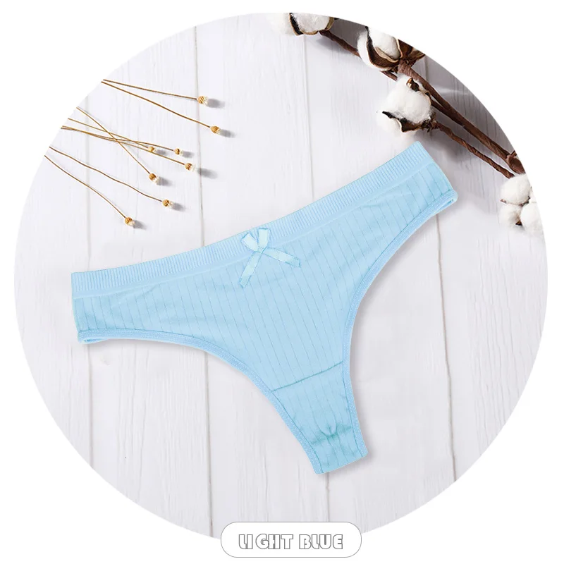 Light blue Сексуальное женское нижнее белье, хлопковые стринги, трусики-стринги, женское нижнее белье, трусики, интимное Дамское белье с низкой посадкой, 1 шт - Цвет: Light blue