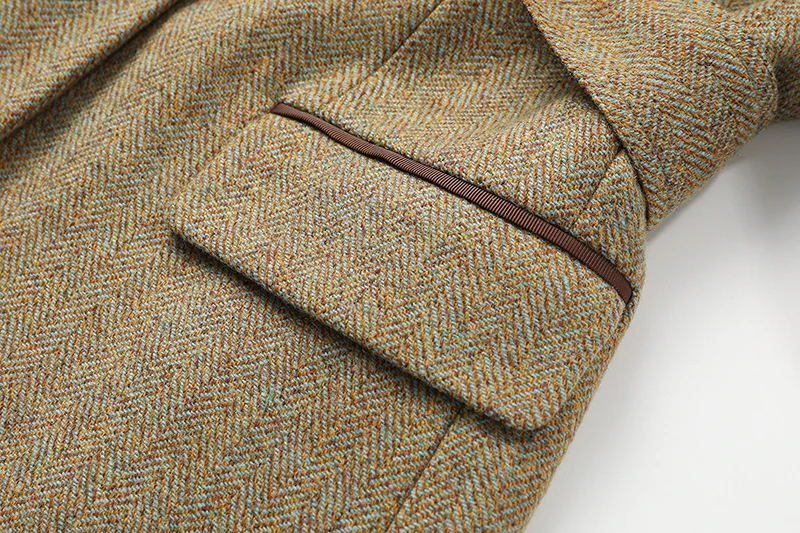 

[EAM] Women Big Size Brown Bandage Woolen Blazer New Notched Long Sleeve Loose Fit Jacket Fashion Spring Autumn 2021 1DD4230