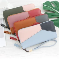 wristband long womens wallet fashion candy color stitching phone money bag large capacity rectangle clutch ladies coin purse
