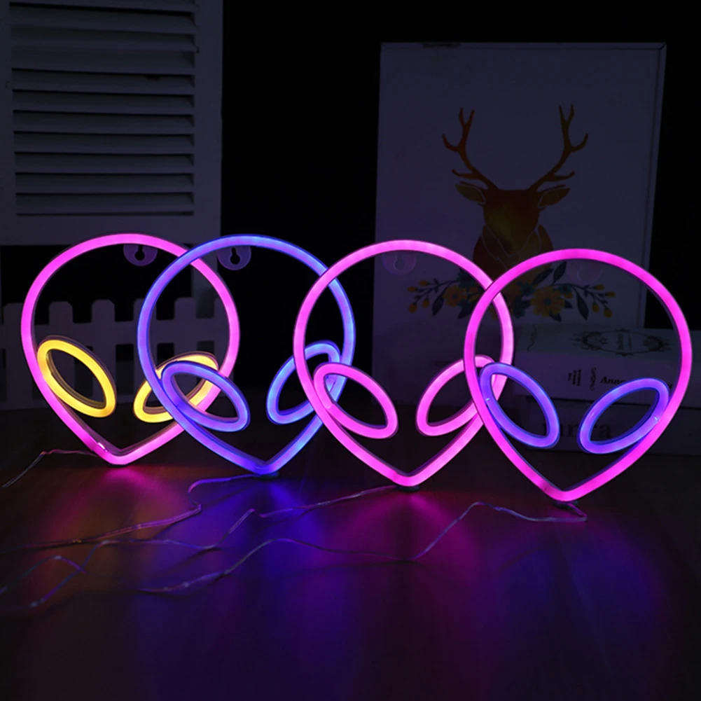 Неоновая вывеска в форме инопланетянина ночной Светильник для детей украшение