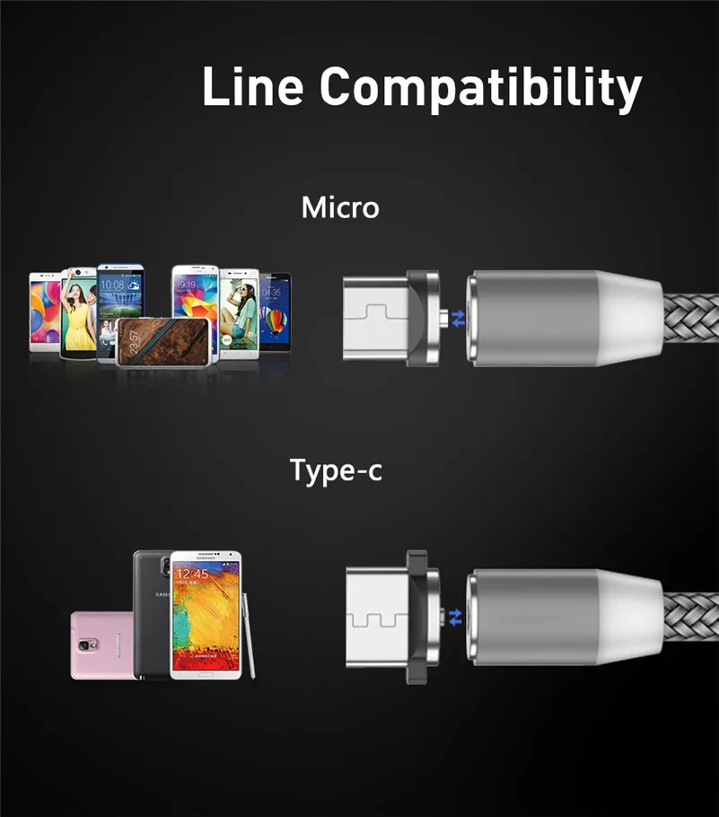 Magnetic Cable For Xiaomi mi9 redmi note8 Samsung a51 Micro USB Type C Huawei P30 20Pro fast charging Data Cord | Мобильные телефоны