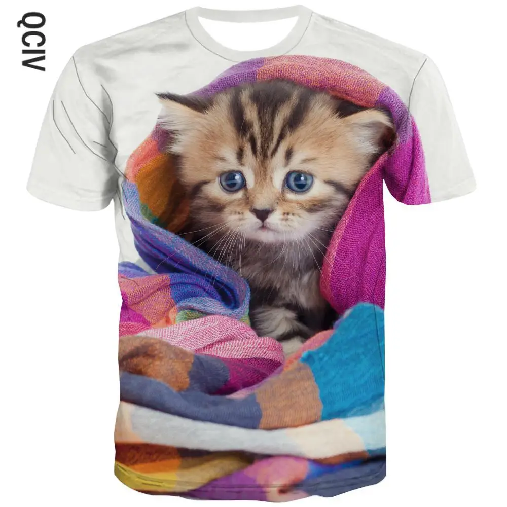 

Брендовая футболка QCIV с котом, футболки с животными для мальчиков, Красочная 3d Футболка с принтом, детская одежда с принтом в стиле хип-хоп, с...