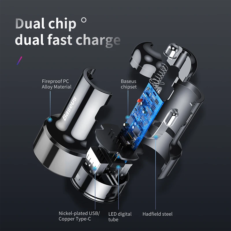Baseus 45 Вт Quick Charge 4 0 3 USB Автомобильное зарядное устройство для iPhone 11 Pro Max Xiaomi Samsung QC4.0