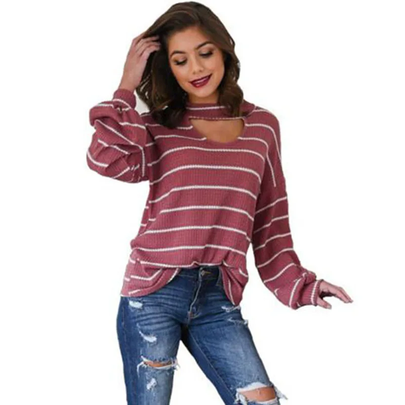 

Korean Top New Fall Winter Pullovers Women's Knitting Sweaters Plus Size Vintage Casual Striped Petal Long Sleeve Blusas Mujer