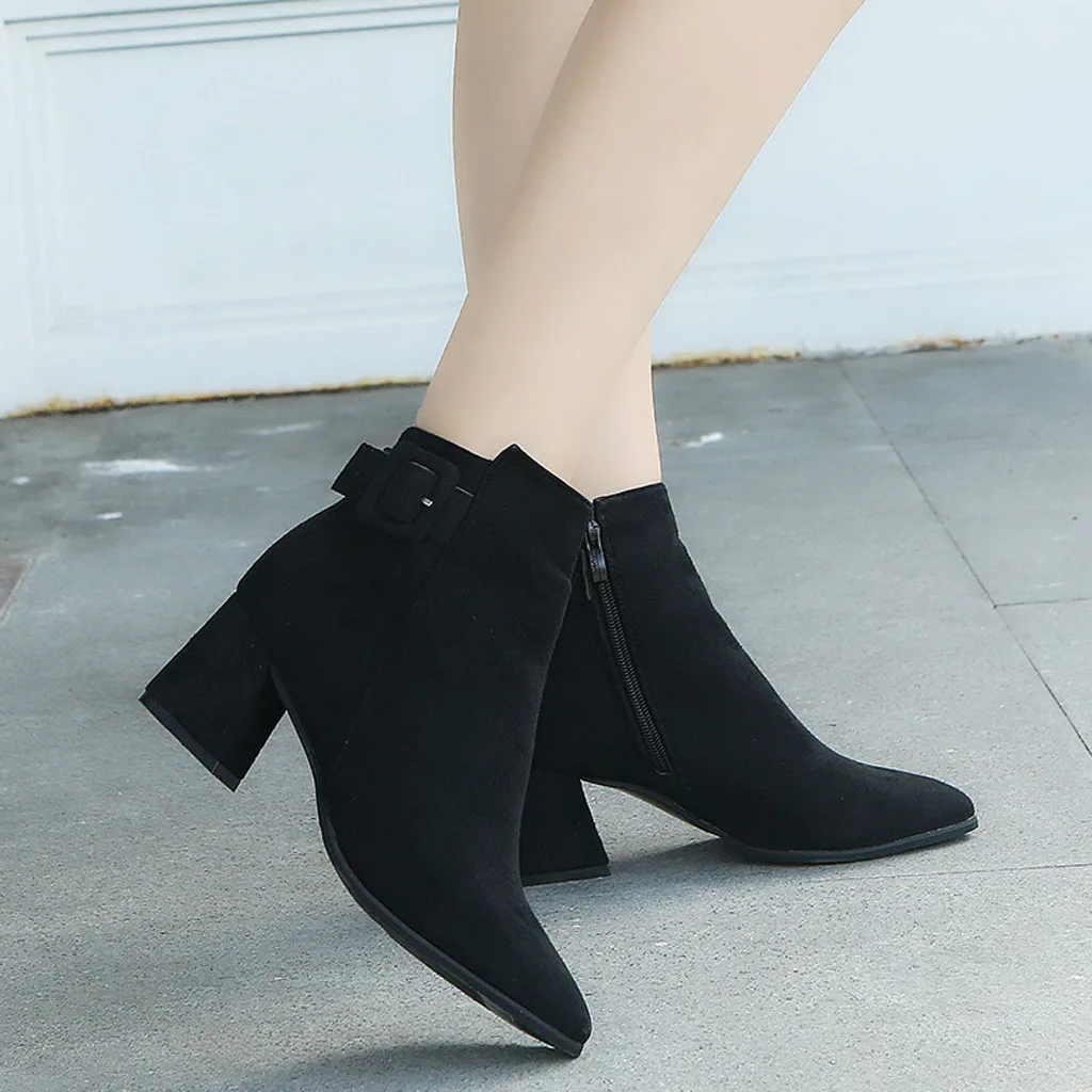 SAGACE/осенне-зимние ботильоны Женские пикантные черные ботинки на высоком каблуке