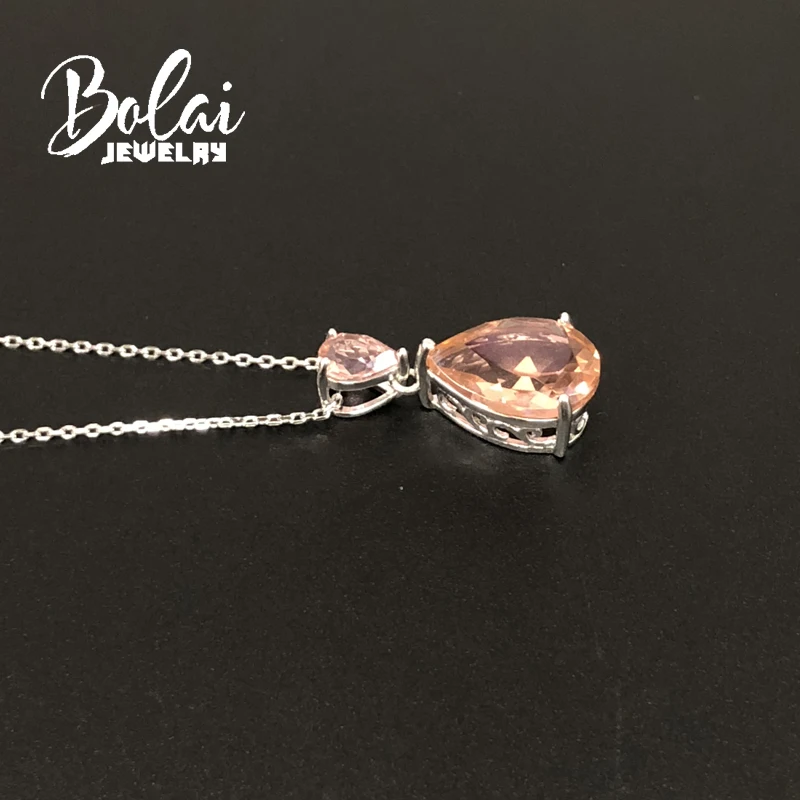 Bolaijewelry, создан Nano кулон из морганита в виде капли 925 стерлингового серебра блестящие ювелирные изделия для девочек хороший подарок на день рождения