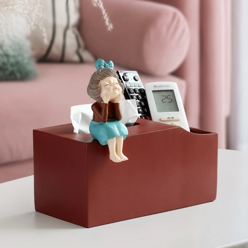 

Resin Cute Girl Decorations Tissue Box Remote Control Holder Figurine Ornaments