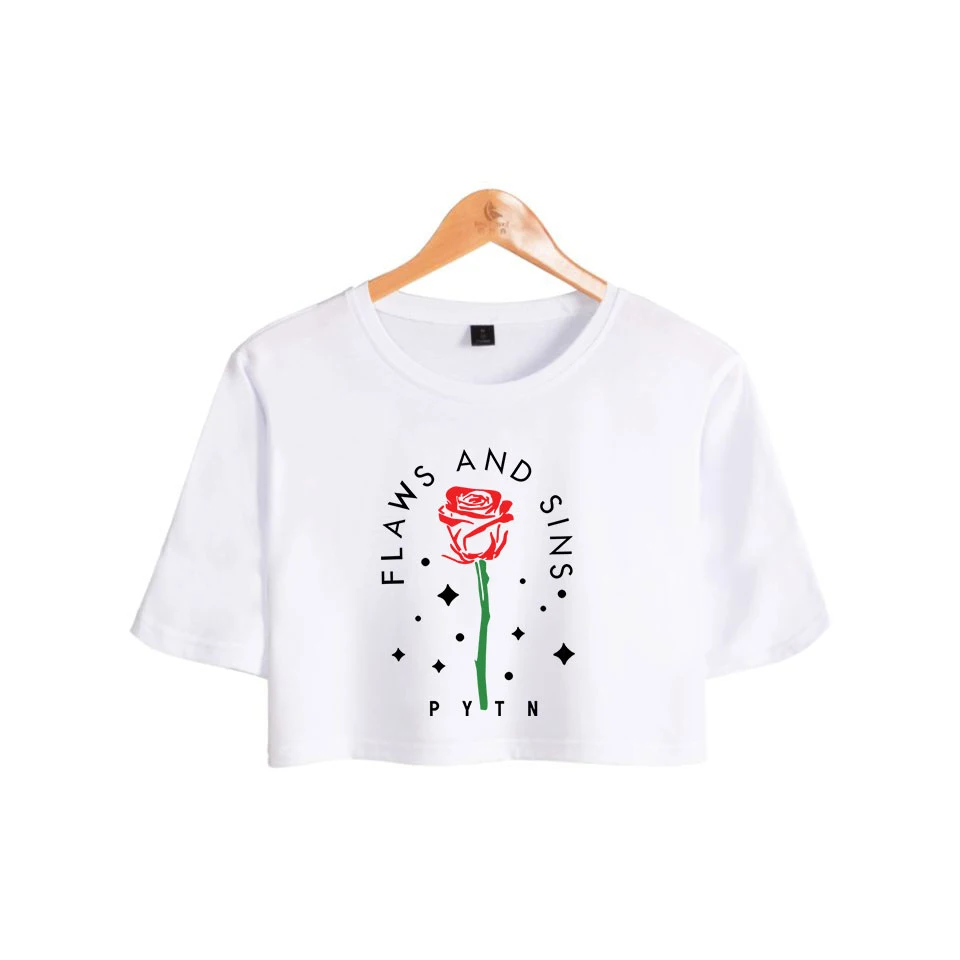 

Payton Moormeier Web Celebrity PYTN Print Women Tops Internet Celebrity Short Sleeve T-shirt Trendy Girls Rose Flower Tee Tops