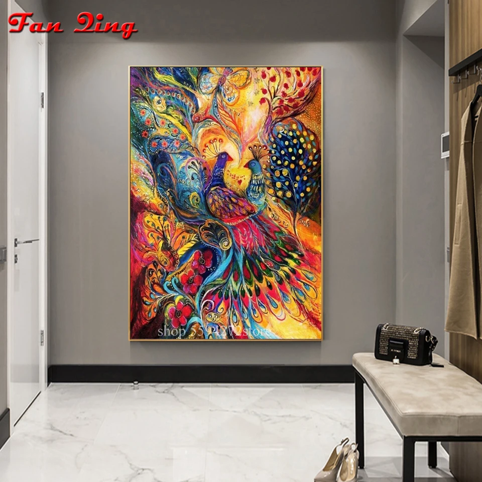 

5D Diamond Embroidery Peacocks Painting Full Square Round Rhinestone Mosaic Diy Cross Stitch Home Decoration Picture