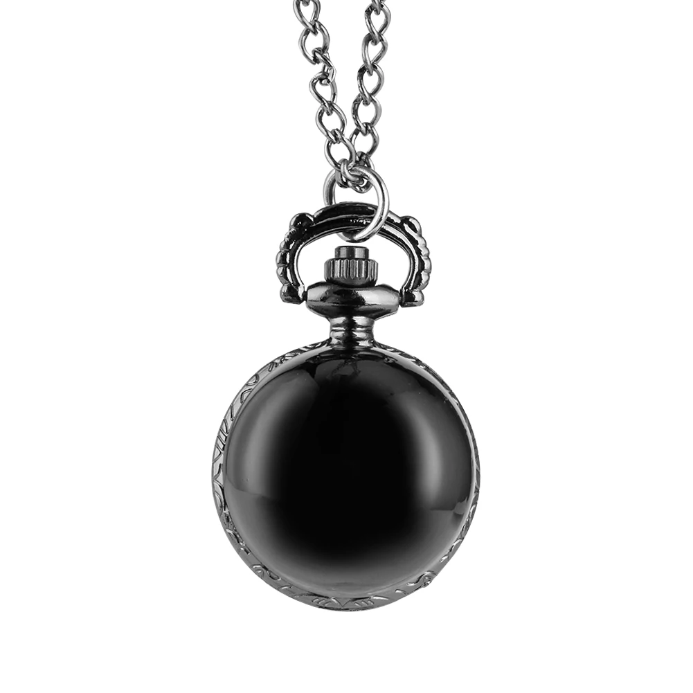 Мини гладкий черный шар карманные часы классический черный/серебряный сплав