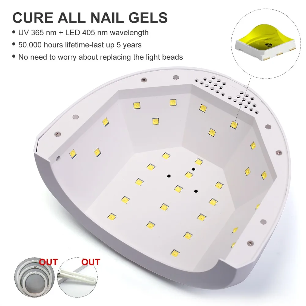 Сушилка для ногтей Azure Beauty быстрая сушка 48 Вт Большой порошок светодиодная лампа