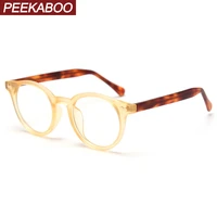 peekaboo retro round glasses frame women korean style tr90 optical glasses man clear lens acetate grey high quality unisex