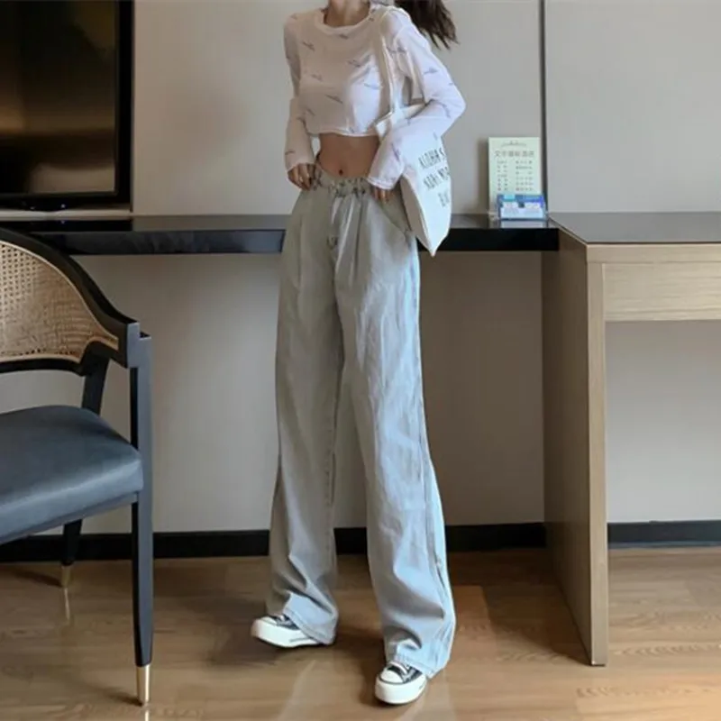 

NEW Woman Jeans High Waist Clothes Wide Leg Denim Clothing Blue Streetwear Vintage Quality Fashion Harajuku Straight Pants