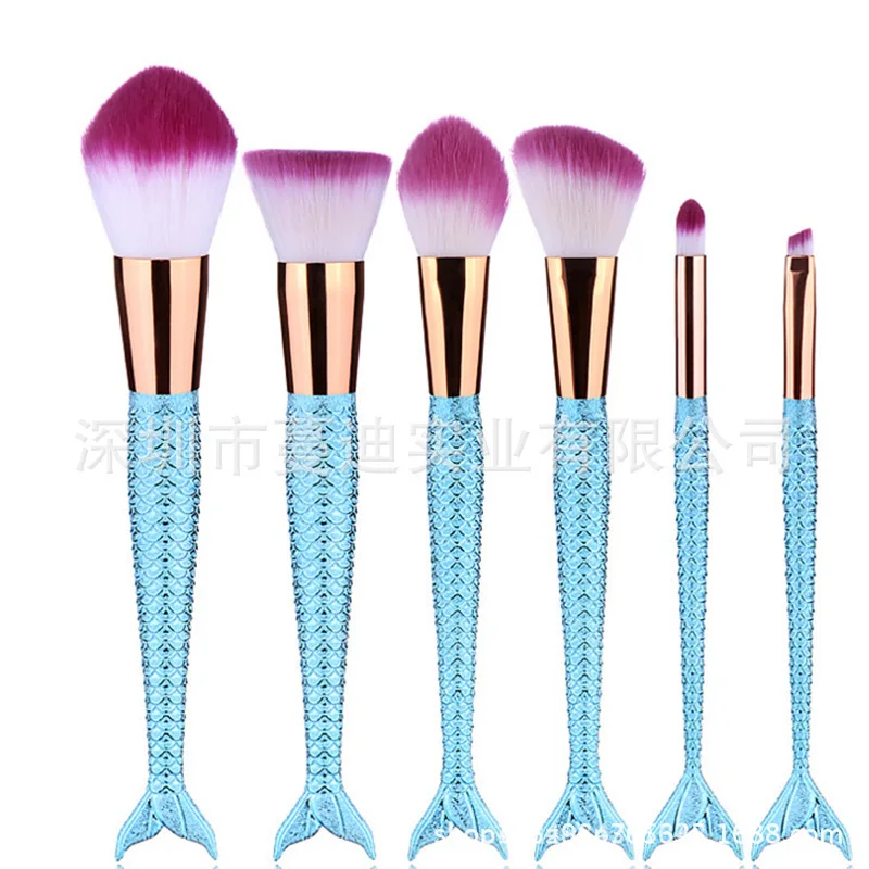 Professional Makeup brushes New Mermaid Foundation Eyebrow Eyeliner Blush Cosmetic Concealer Fish tail make up Tools | Красота и