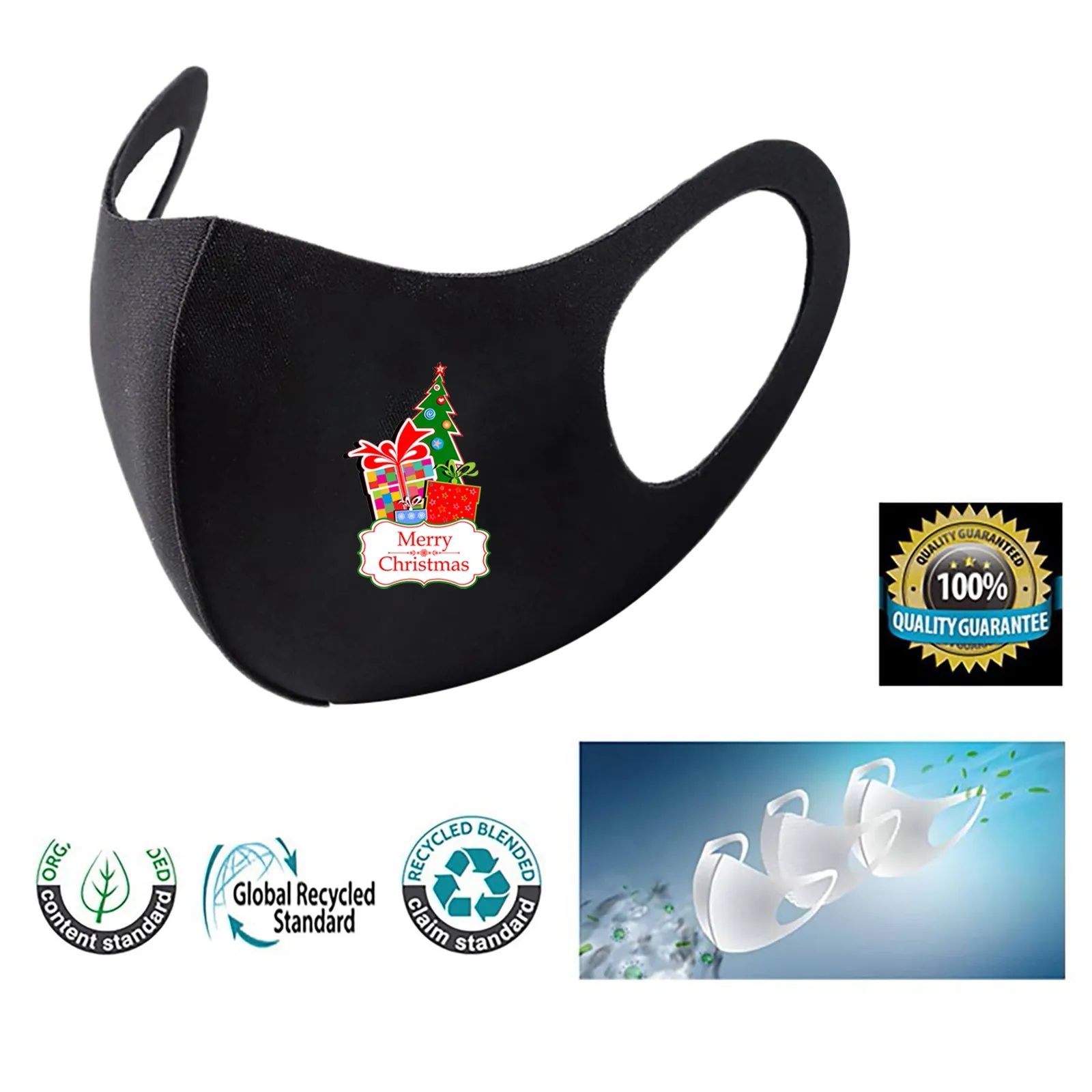 Многоразовые цветные Тканевая маска для лица моющиеся модный Рождественский