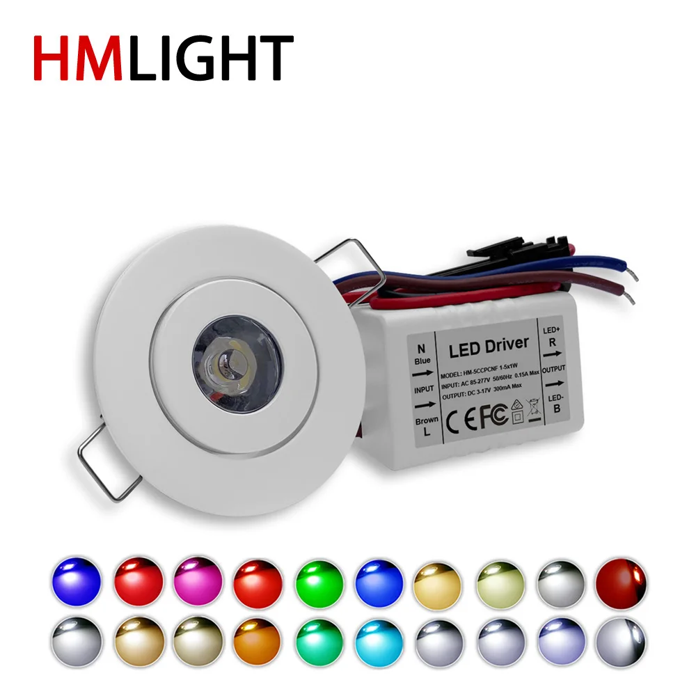 

1W Dimmable Spotlight Recessed Ceiling LED Mini Downlight CRI Ra 90 AC85-277V 110V 220V Aluminum 52mm