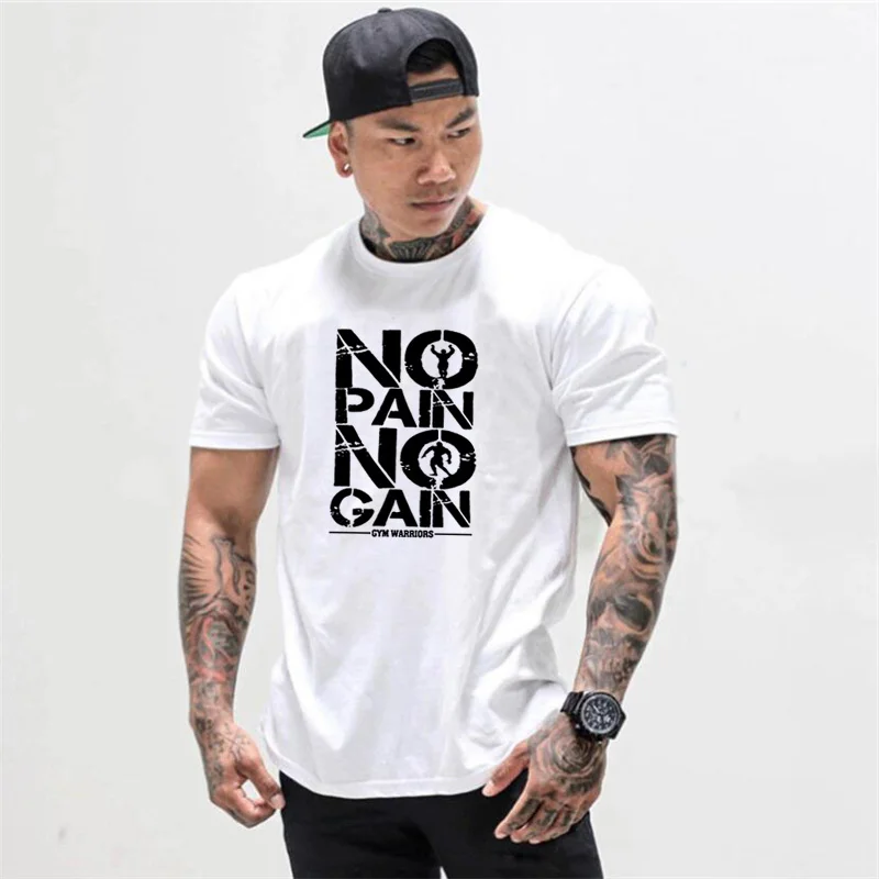 

Gyms Clothing Bodybuilding Fitness Men T Shirt Workout NO PAIN NO GAIN cotton Short Sleeve TShirt sportswear tee shirt homme