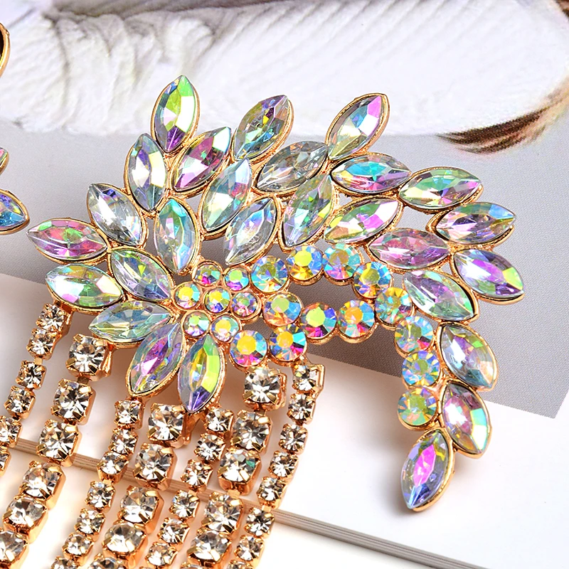 ZA подвесная цепочка из кристаллов длинные висячие серьги с кисточками